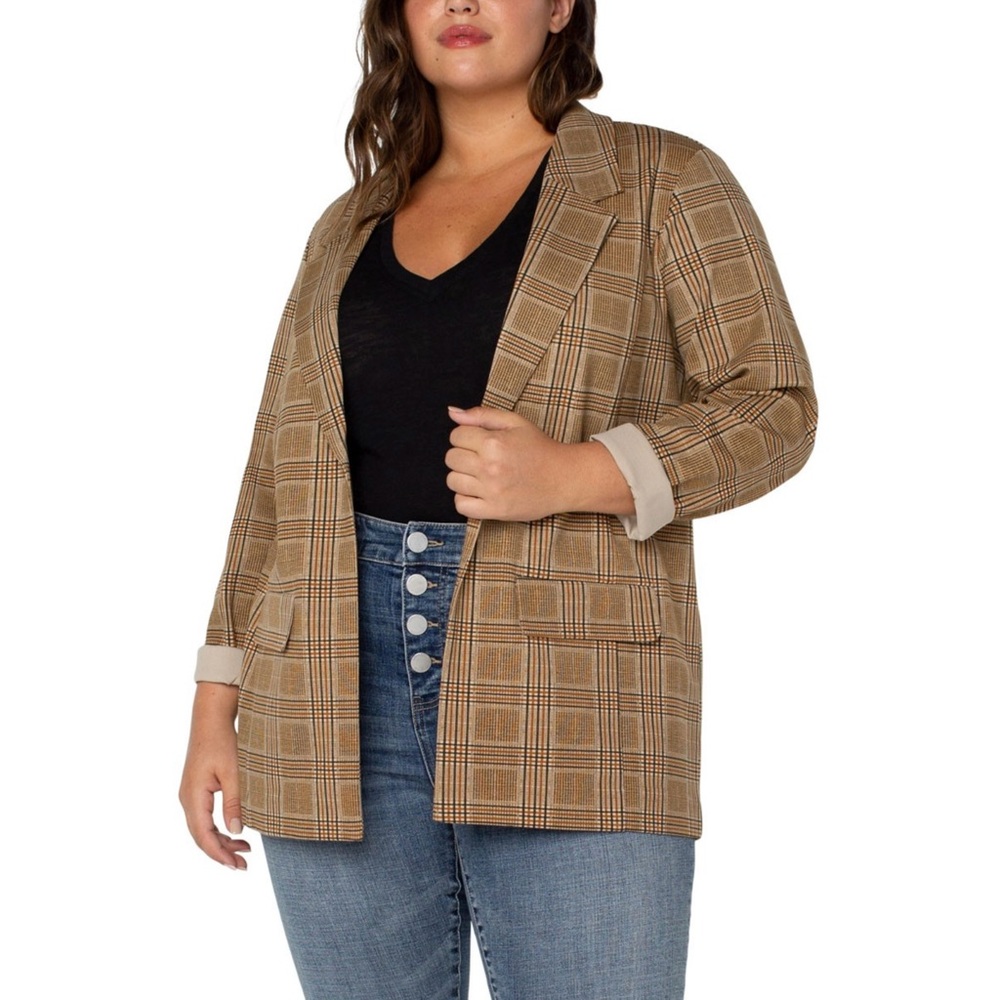 NWT, Liverpool Boyfriend Blazer, Dijon Gold Plaid, Sz 1X